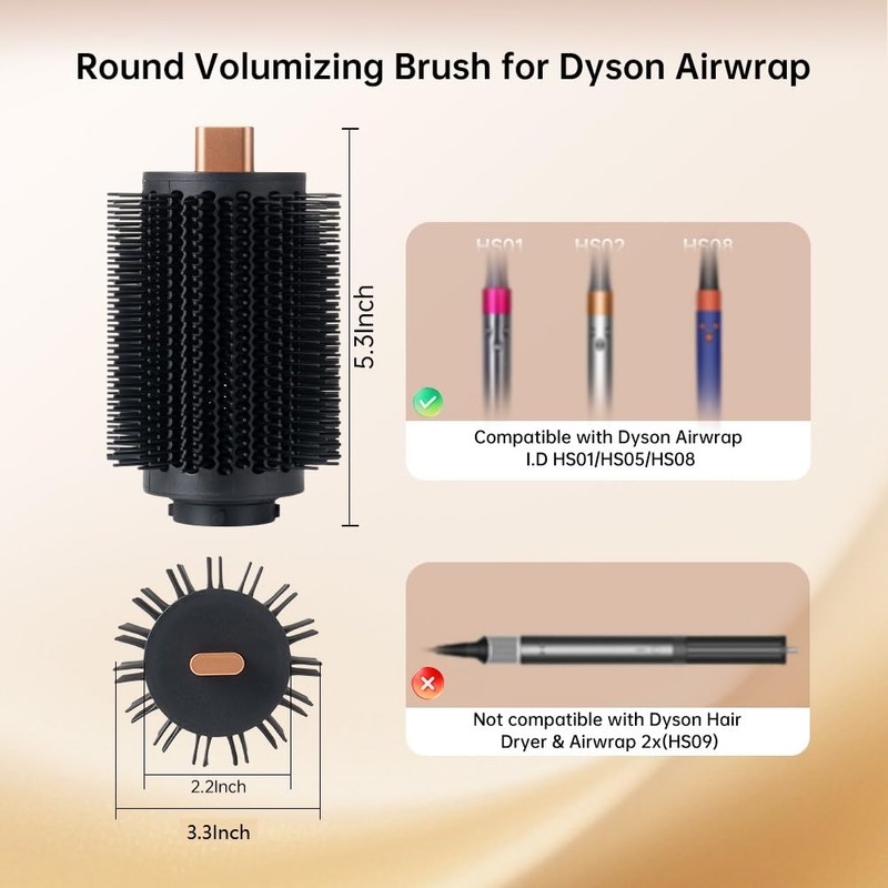 Upgraded Large Round Volumizing Brush Attachment Compatible with Dyson Airwrap