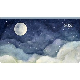 Alpha Edition - Ladytimer Pad Moon 2025 Pocket Calendar, 15.6 x 9 cm, Calendar with 128 Pages, in Practical Landscape Format with an Information and Address Part and Plenty of Space for Notes