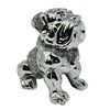 LondonMart Crushed Diamond Silver Bull Dog Ceramic Sparkly Crowned Puppy