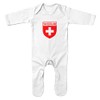 Purple Print House Baby Boys Switzerland Flag Badge Retro Romper