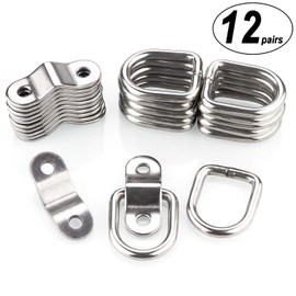 CenterZ 12 Pack Tie Down Rings with Mounting Bracket, Heavy Duty Stainless Steel Lashing Ring D-Ring Anchor Point, 1/4" Surface Mount for Trailer Truck Hauling, Cargo Load, RV Pickup Camper and Boats