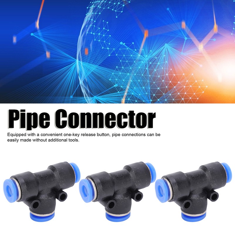 50Pcs 3‑Way Pneumatic Connector Quick PU Tube Hose Push in