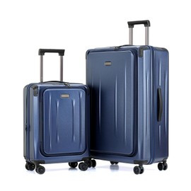 LOUIS KAISER Carry On Luggage, 20Inch & 29 Inch Top Opening Airline Approved ABS+PC Hard Shell Suitcases with Silent Wheels, TSA Lock,Front Pocket and Wet-dry Separated Six-piece Set (Dark Blue)