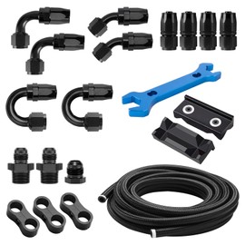 AOOSEDOO 8AN Fuel Line Kit, AN8 Nylon Braided CPE Fuel Line Hose 20FT With 8AN Hose End Fittings Straight/45/90/180 Degree and Hose Fittings Adapters
