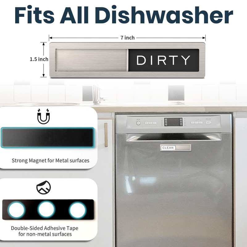 Dishwasher Clean Dirty Sign-Stainless Steel Clean Dirty Magnet for Dishwasher