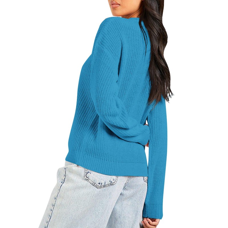 Urban CoCo Women's Solid Long Sleeve Crew Neck Knitted Pullover