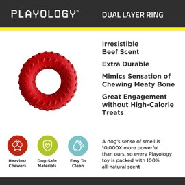 Playology Dual Layer Ring Beef Dog Toy, Small