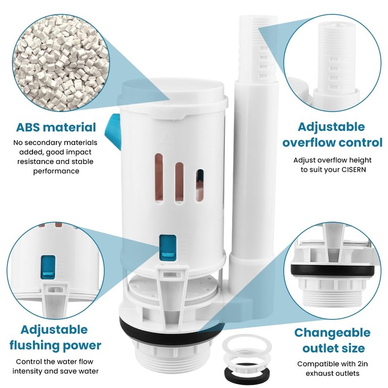 Toilet Dual Flush Valve with Push Button, Toilet Flush System
