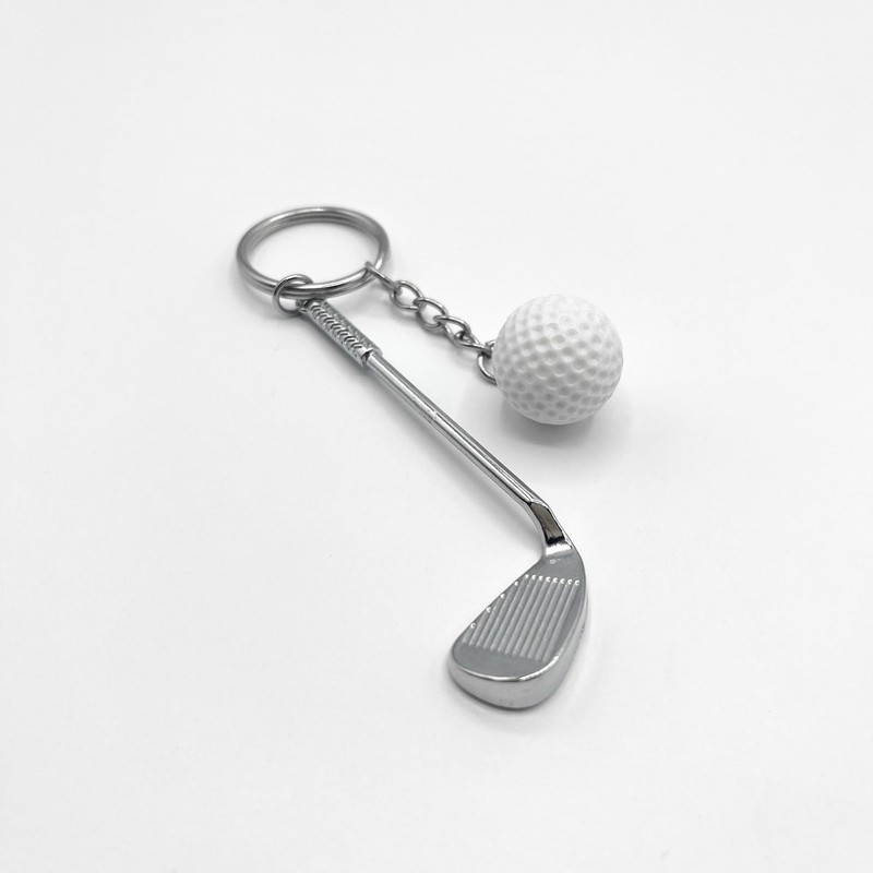 AUTOZOCO Golf Keychain and Metal Bat, Golf Theme Keyring, Miniature
