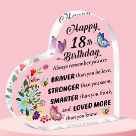 QMVMV 18th Birthday Gifts for Girls,18 Birthday Gifts for Her Girls Sister Daughter Niece Friends,18th Birthday Gifts Idea for 18 Year Old Girls,Happy Eighteenth Birthday Keepsake Plaque Sign