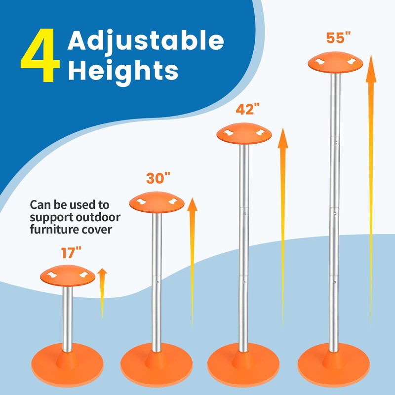 Tuszom 2 Pack Boat Cover Support Pole, Adjustable Steel Support