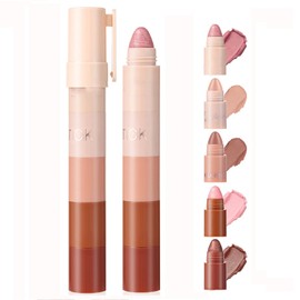 Eyeshadow pencil - high pigment and smooth texture - 5-in-1 compact eyeshadow stick - matte shimmer eye shadow stick - waterproof - beginner-friendly - long-wear makeup for women（#A）