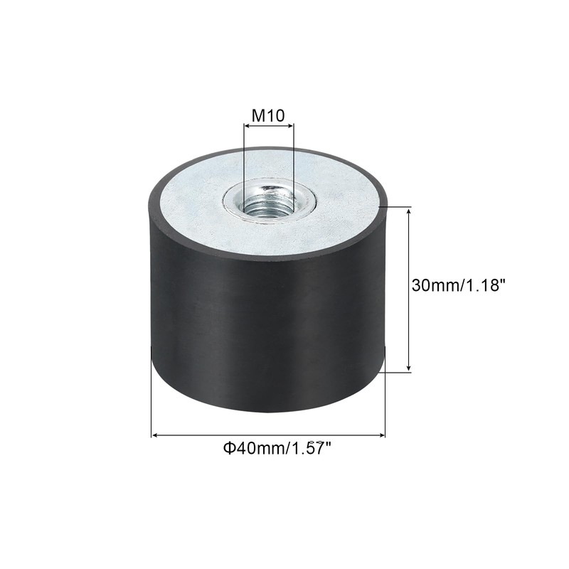 sourcing map 40 x 30mm M10 Thread Female Rubber Mounts,