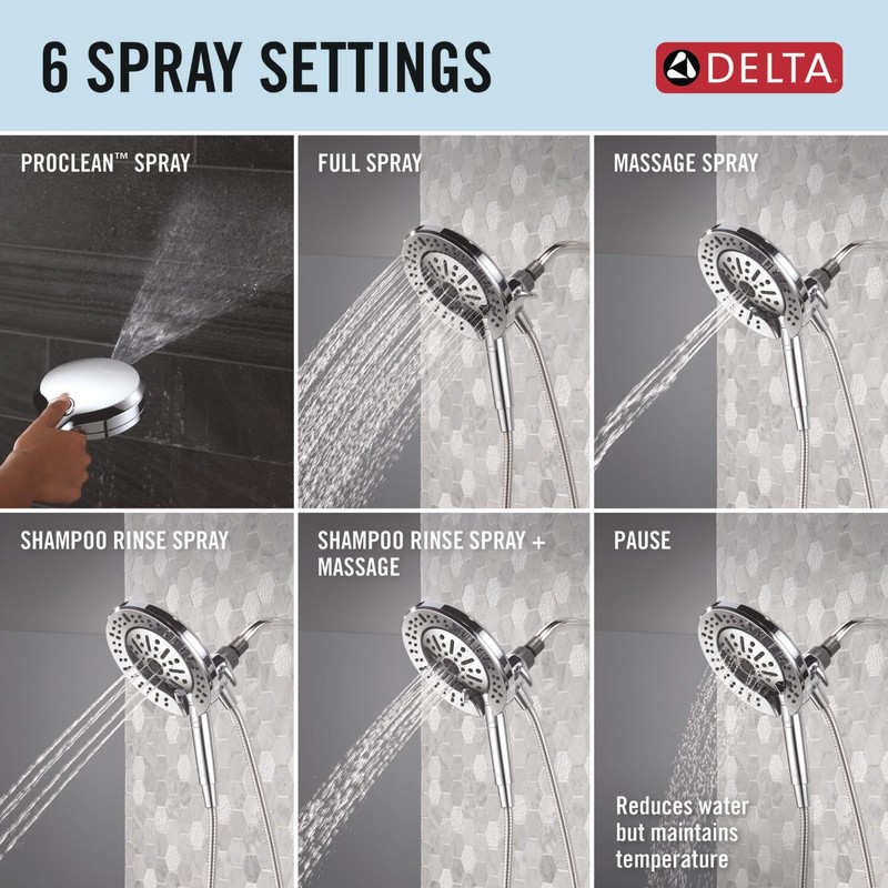 Delta 6-Setting In2ition 2-in-1 Dual Shower Head with Handheld High