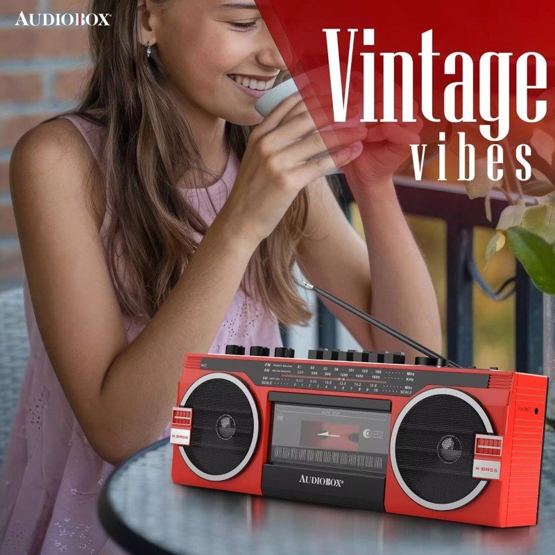 Audiobox Cassette Radio Player MP3 & Recorder W AM/FM/SW Bluetooth