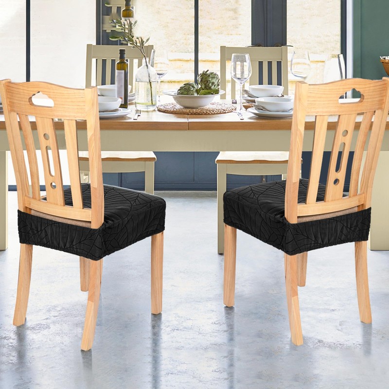 M METERXITY 4-Pack Waterproof Dining Chair Covers, Stretch Jacquard Dining
