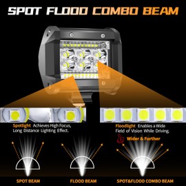 LIGHTBOSS 4Inch LED Pod Lights, 10Pcs 78W Flood Spot Combo Beam LED Work Lights for Truck, Triple Row Driving Fog Lights for Off-Road Van Boat Golf Cart Camper ATV UTV SUV, Bright White Beam