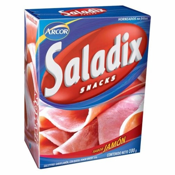Arcor Saladix Jamón Ham Snacks, Baked Not Fried, 100 g / 3.5 oz box (pack of 3)