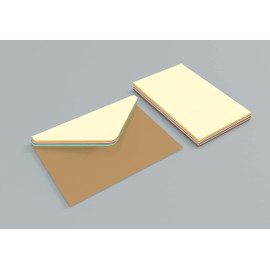 10 envelopes and cards in blister packaging 7 x 11 cm (assorted colours).