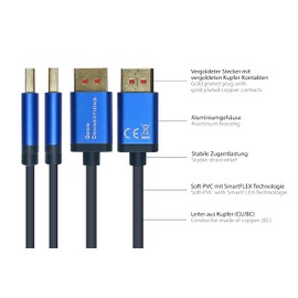 Good Connections SmartFLEX Ultra High Speed HDMI 2.1 Cable - 8K UHD-2 / 4K UHD - Copper Conductor, Aluminium Housing - Highly Flexible - Dark Blue - PVC Jacket - 1 m, 4521-SF010B