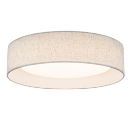 Bargeni Linen Flush Mount Ceiling Light, Dimmable LED Fabric Drum Shade