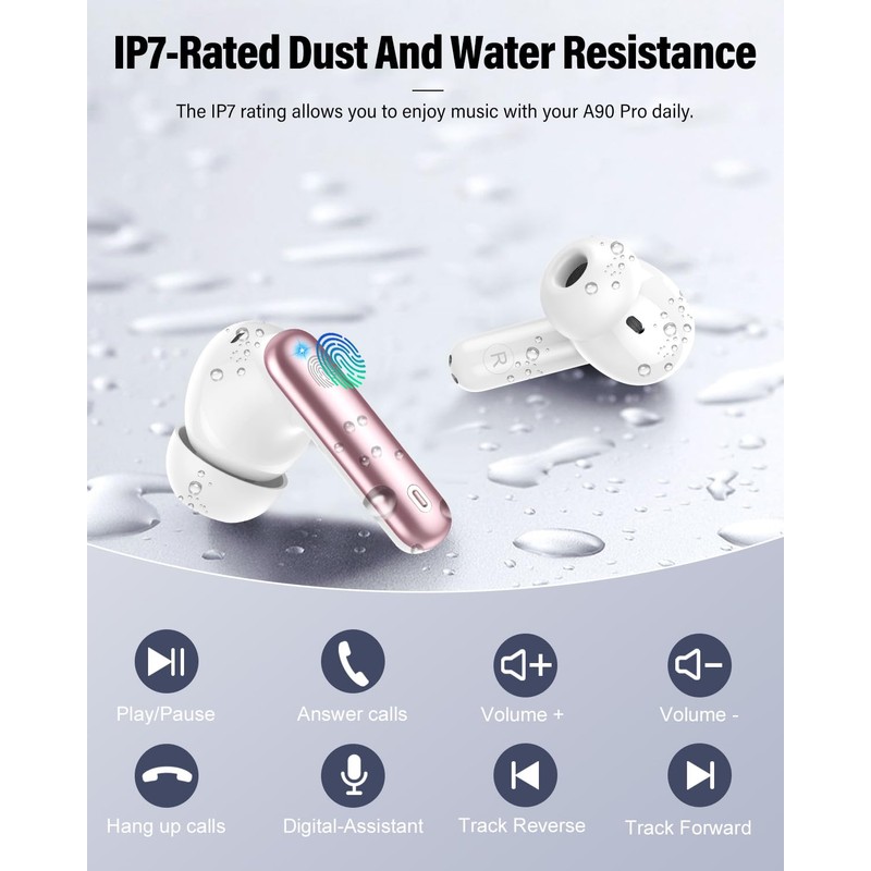 Wireless Earbuds, Bluetooth 5.4 Headphones Bass Stereo, Ear Buds with