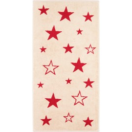 Cawö Home Hand Towels Christmas Edition Stars 792 Natural Red - 32 Hand Towels 50 x 100 cm