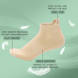 Thin Viscose Bamboo No Show Sock Men Low Cut Socks Odor Resistant Breathable Sock 5 Pairs (CA/US, Alpha, Large, Regular, Regular, Beige)