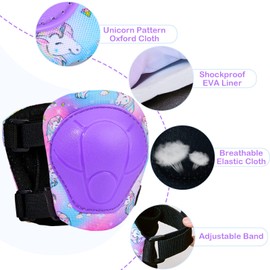 Basumee Protective Gear Set for Kids Youth 6 in 1 Knee Pads Elbow Pads Set for Skateboard Inline Roller Skating Biking Rollerblading Scooter for 2-5yrs