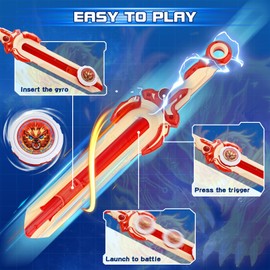 Infinity Nado Spinning Top for Children Metal Toy Boys, Battle Tops Spinning Top Launcher Toy Boys, Spinning Tops Boys from 5 6 7 8 9 10 11 12 Years, Mini Sword Blazing War Bear