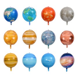 WOUYTPE 12 Stück Weltraum Kindergeburtstag Ballons, Weltraum Luftballons, 4d Planeten Luftballons, Geeignet für Kindergeburtstags-Themenpartys Wie Z. B. Galaxy (Umweltfreundlich und Langlebig)