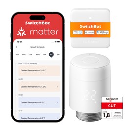 SwitchBot Smart Radiator Thermostat Matter Combo - Bluetooth Thermostat with App & Timer Control, Energy-Saving, Easy Installation, Compatible with Alexa, Apple Home