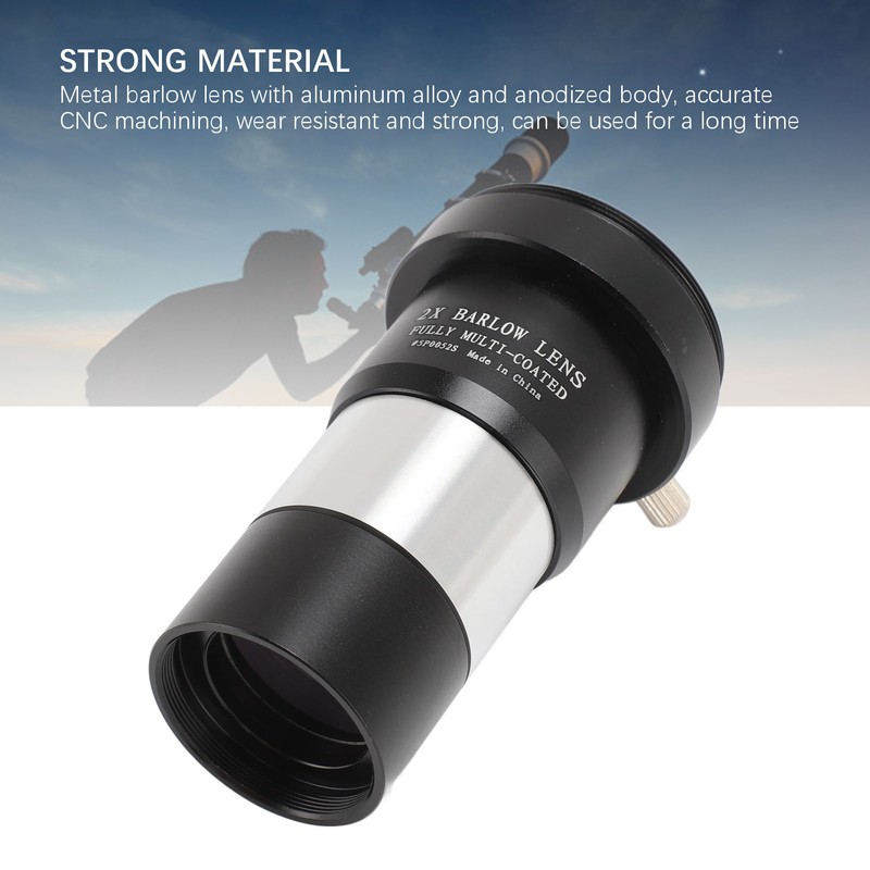 Barlow Lens 2X 1.25in Fully Multi Coated Metal Telescope Eyepiece