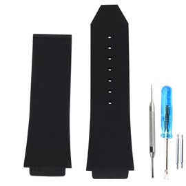 FACLE leather watch strap 25mm Rubber watch bands replacement for hublot big bang watch strap silicone wristband bracelet (19mm*25mm*22mm, Rubber black stripe)