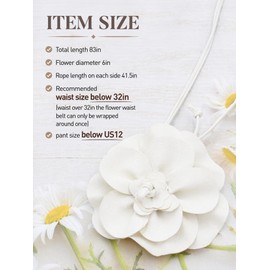 TeeYee Women's PU Leather Floral Boho Wrap Belt Braided Belt Women's Waist Belt Slim Belt for Dress White