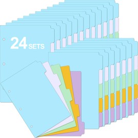 Chuangdi 120 Pcs/24 Sets Mini Binder Dividers with Tabs 5 Tab Dividers for 3 Ring Binders 5.5 x 8.5 Inches Mini Dividers Sets A5 Paper Dividers for 3 Ring Binders (Fresh Color)