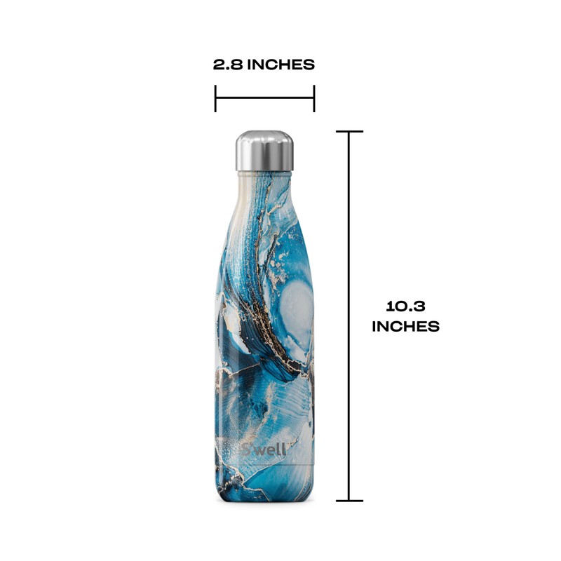 S'well Stainless Steel Water Bottle, 17oz, Ocean Marble, Triple Layered
