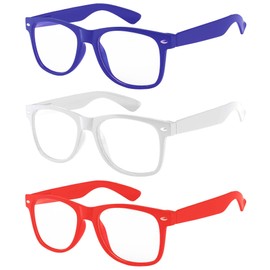 3 Pairs Kids Clear Lens Sunglasses Protect Child's Eyes Blue Dark White Red