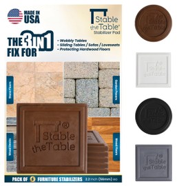 Stable the Table-6 Pack, Walnut Square/Furniture Levelers/Furniture Grippers for Hardwood Floors/Floor Protectors for Furniture/Stacking Furniture Pads/Use with Tables, Sofas, Loveseats/Made in USA