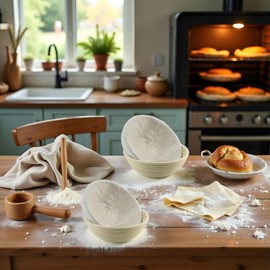 2 Pack 9 Inch Proofing Basket Cloth Round Cloth Baking Supplies Bread Breathable Liner Cotton Flax Banneton Gardening Towels Sourdough Basket Bakery Home Tools