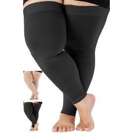 ABSOLUTE SUPPORT Compression Stockings for Women and Men 20-30mmHg - Unisex Footless Compression Thigh High Sleeve for Lymphedema, Sclerotherapy, Thrombosis, Post Surgery - Black, Medium