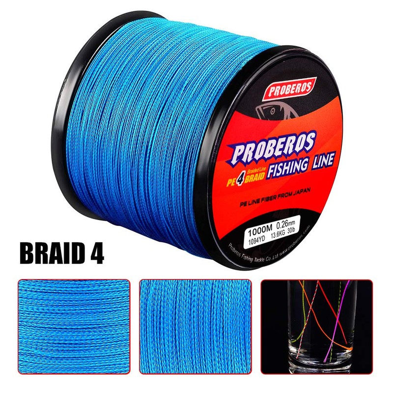 BAIKALBASS Braided Fishing Line 4 Strands Strong Multifilament PE Braid