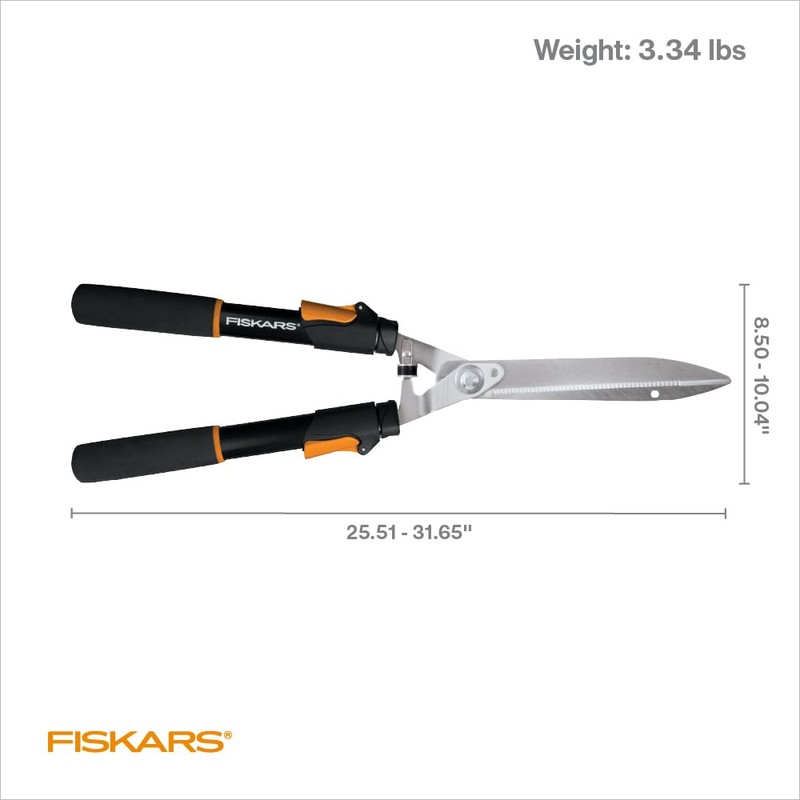 Fiskars Power-Lever Hedge Shears - 25"-33" Extendable Handle - Plant