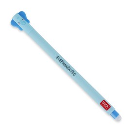 Legami - Erasable gel pen, ball at the end for removing ink without using the film - Thermosensitive blue ink, tip diameter 0.7 mm - Elephant theme, EP0018