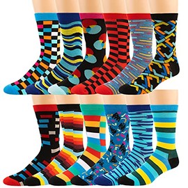 ZEKE Funny Dress Socks for Men - Funky Mens Crazy Socks - Cool Colorful Patterned Fun Socks for Men (Variation H, 6-12)