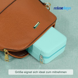 Relaxdays Jewellery Box, Small Jewellery Storage, Rings & Chains, Travel Jewellery Case, H 5 x W 10 x D 10 cm, Turquoise
