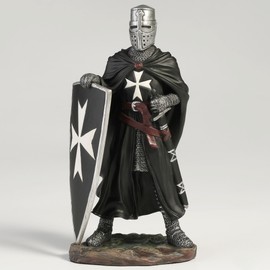 Veronese Design 6 3/8 Inch Maltese Knights Hosipitaller Templar Sword and Shield Hand Painted Polystone Home Decor Statue Collectibles