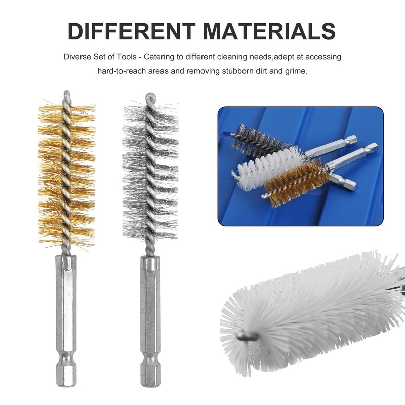 38pc 1/4" Hex Shank Long Industrial Wire Brush Set