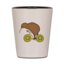 CafePress Kiwi Riding Bike With Kiwi Wheels Unique and Funny Shot Glass
