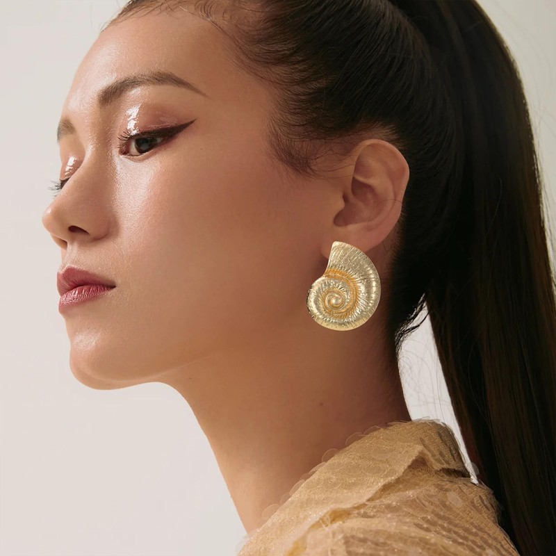 CWVHQ Bohemian Conch Shell Earrings for Women Statement Long Gold